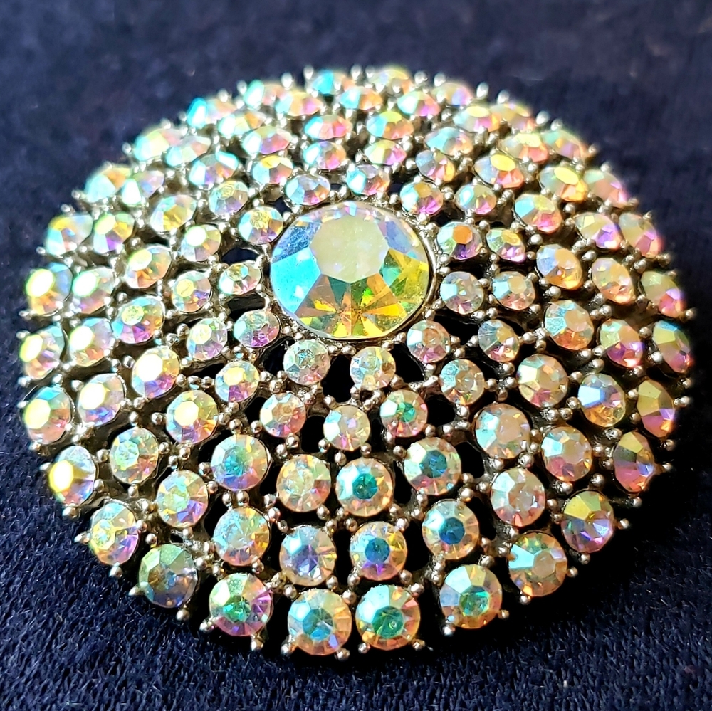 Vintage Weiss domed "Northern Lights" rhinestone brooch